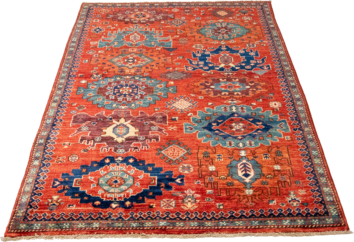 W 3.9 L 5.11 Mahal 100% Wool Hand-Woven All-Over Design - 66626