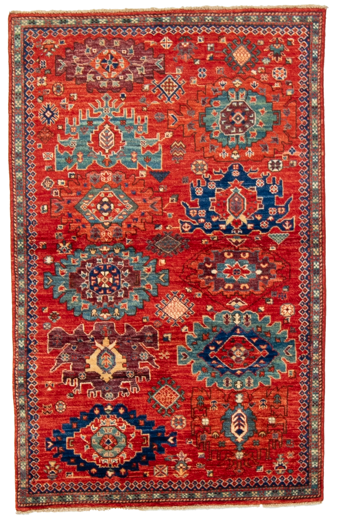W 3.9 L 5.11 Mahal 100% Wool Hand-Woven All-Over Design - 66626