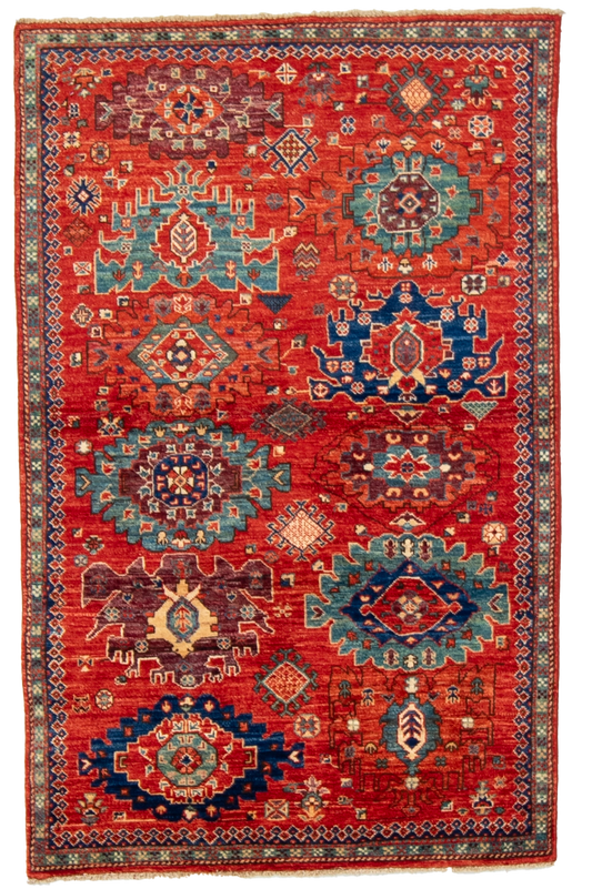 W 3.9 L 5.11 Mahal 100% Wool Hand-Woven All-Over Design - 66626