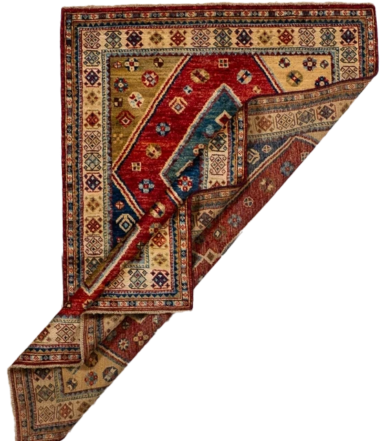 W 4.1 L 6.1 Gashgaie 100% Wool Hand-Woven Geometric Design - 66627