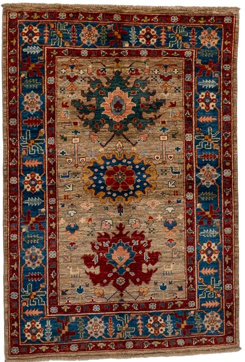 W 4.1 L 6 Mahal 100% Wool Hand-Woven All-Over Design - 66630