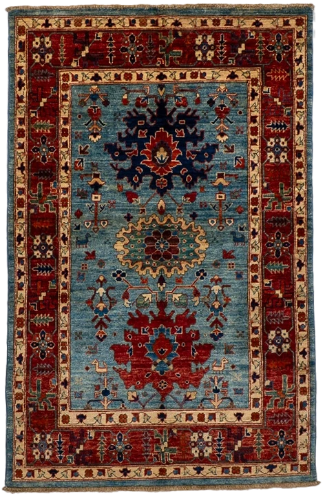 W 3.10 L 6 Mahal 100% Wool Hand-Woven All-Over Design - 66631