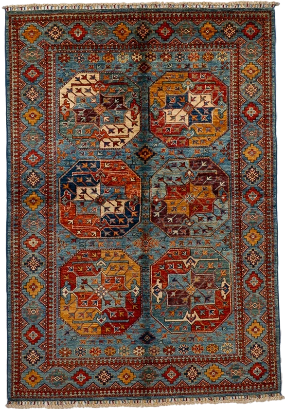 W 4.10 L 6.11 Turkaman 100% Wool Hand-Woven All-Over Design - 66633