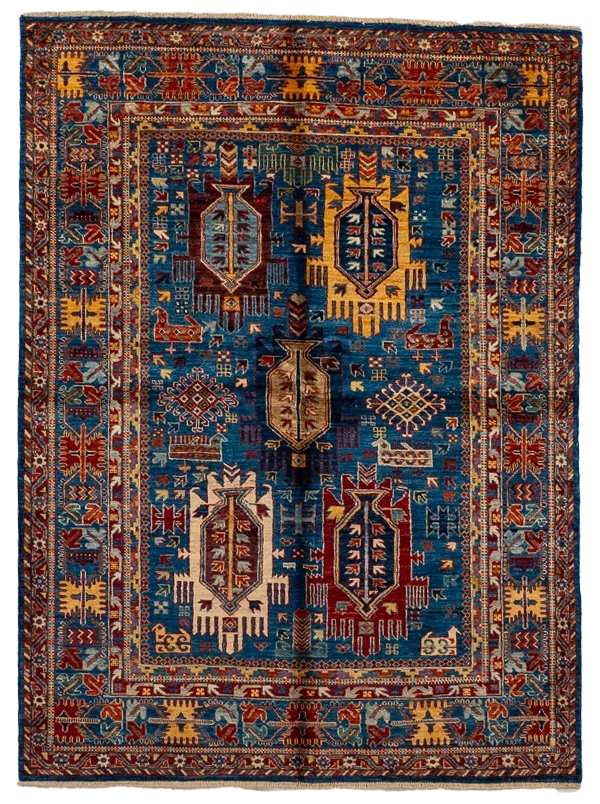 W 4.11 L 6.8 Karajeh 100% Wool Hand-Woven All-Over Design - 66638