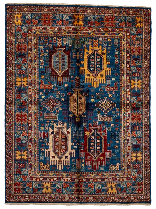 W 4.11 L 6.8 Karajeh 100% Wool Hand-Woven All-Over Design - 66638