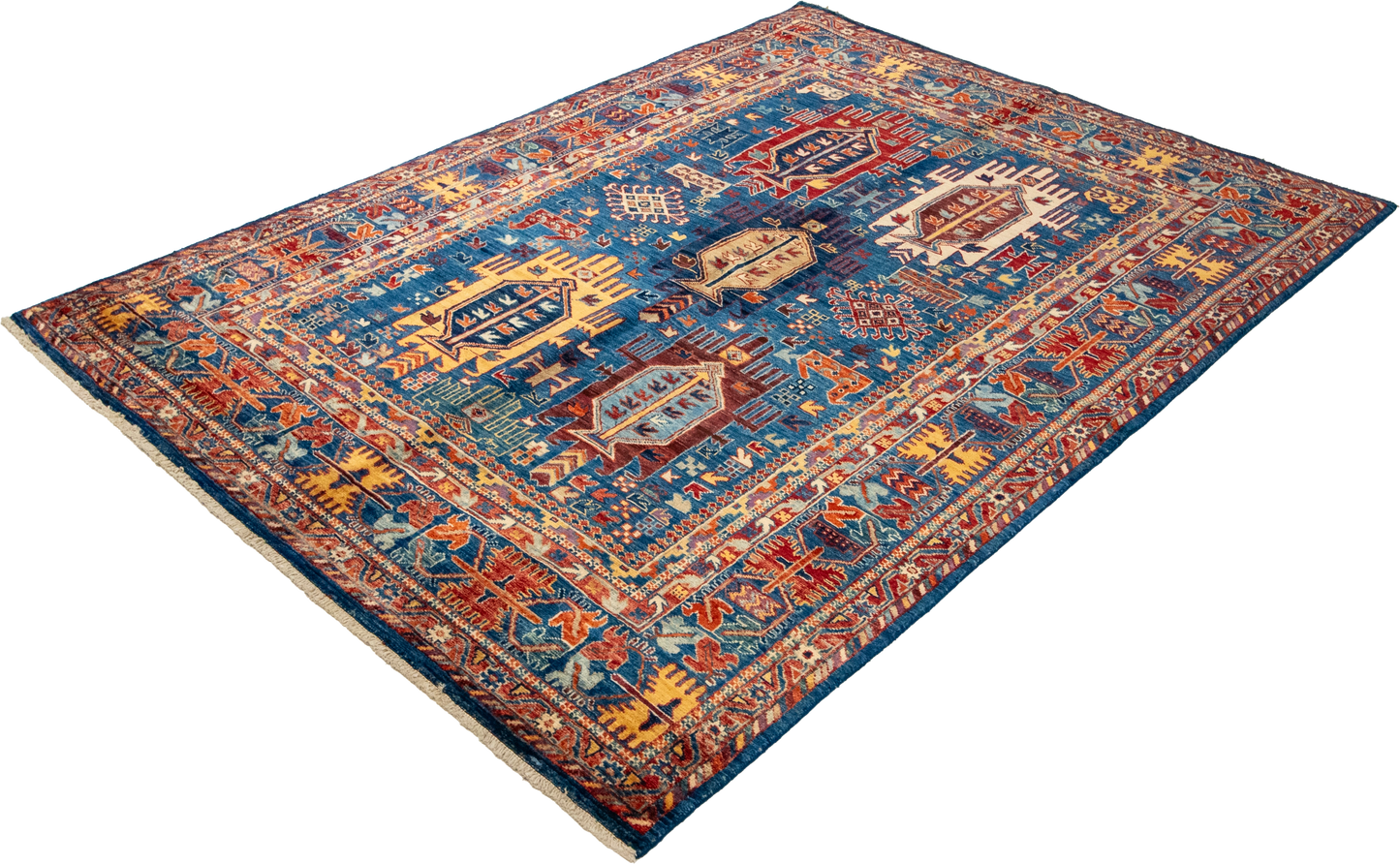 W 4.11 L 6.8 Karajeh 100% Wool Hand-Woven All-Over Design - 66638