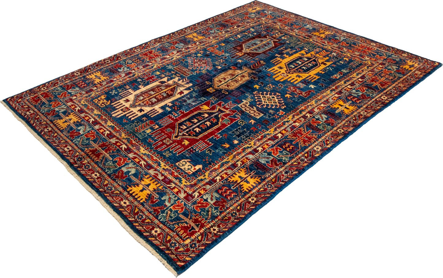 W 4.11 L 6.8 Karajeh 100% Wool Hand-Woven All-Over Design - 66638