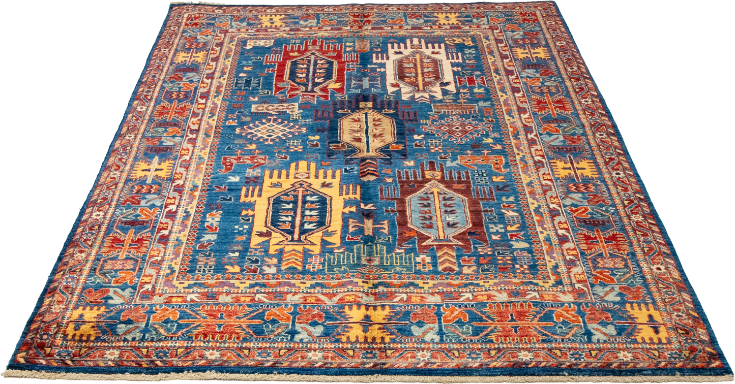 W 4.11 L 6.8 Karajeh 100% Wool Hand-Woven All-Over Design - 66638