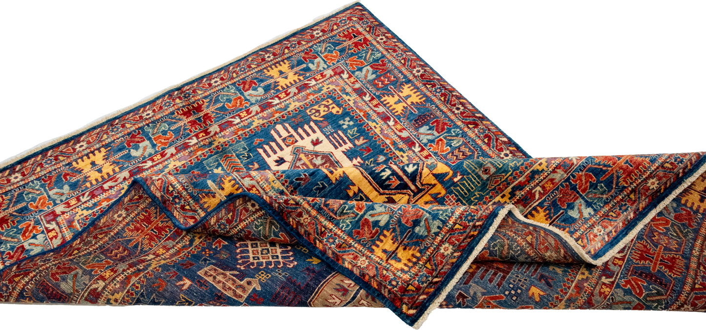 W 4.11 L 6.8 Karajeh 100% Wool Hand-Woven All-Over Design - 66638