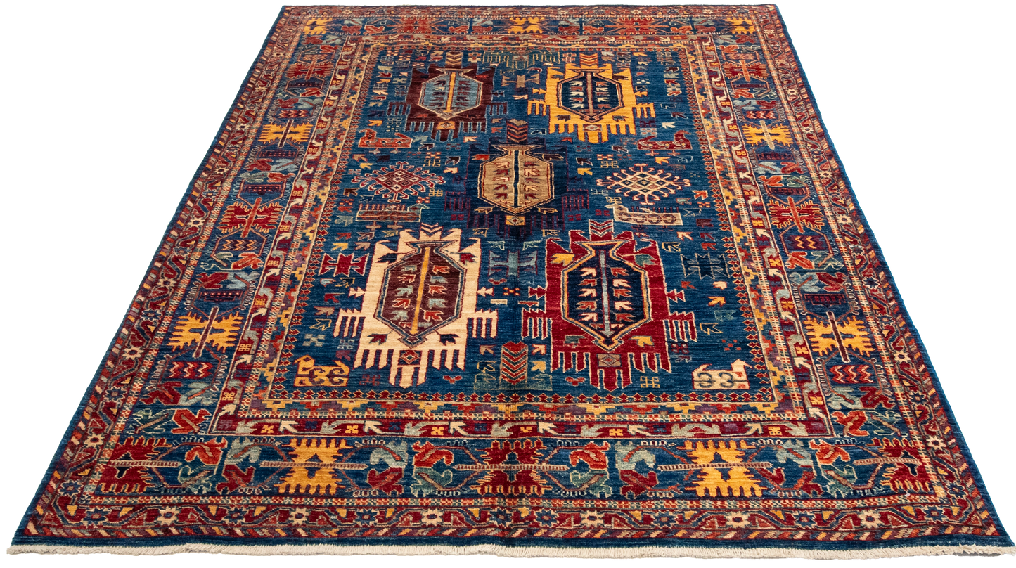 W 4.11 L 6.8 Karajeh 100% Wool Hand-Woven All-Over Design - 66638