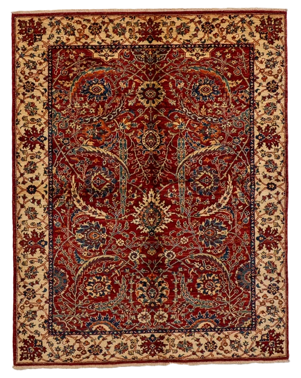 W 4.11 L 6.3 Bijar 100% Wool Hand-Woven All-Over Design - 66639