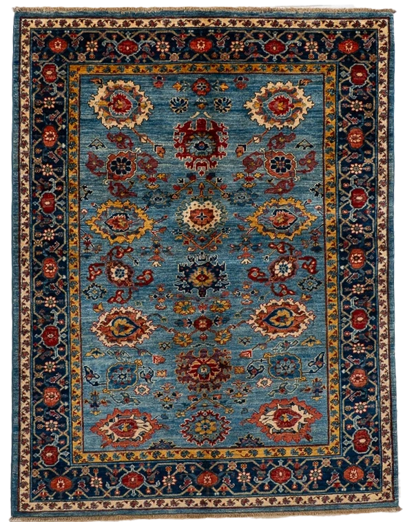 W 4.10 L 6.4 Tabriz 100% Wool Hand-Woven All-Over Design - 66640