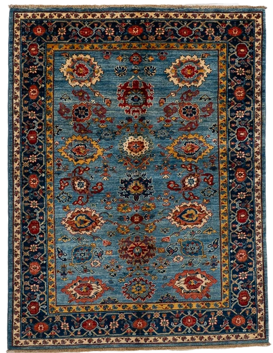 W 4.10 L 6.4 Tabriz 100% Wool Hand-Woven All-Over Design - 66640