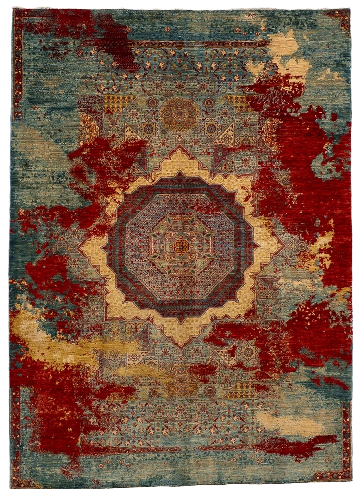 W 6 L 8.3 Mamlouk 100% Wool Handmade Geometric Design - 66643
