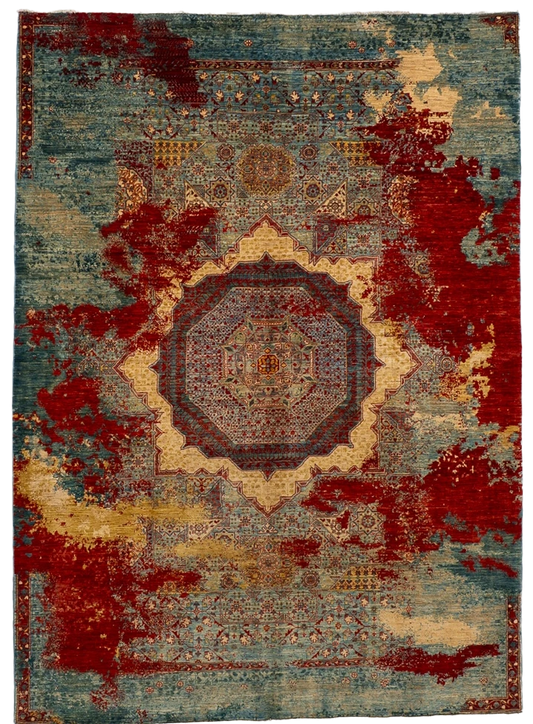 W 6 L 8.3 Mamlouk 100% Wool Handmade Geometric Design - 66643