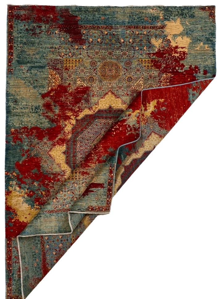 W 6 L 8.3 Mamlouk 100% Wool Handmade Geometric Design - 66643