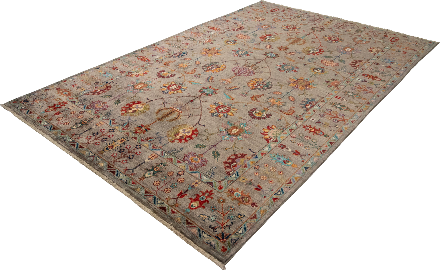 W 6.2 L 9 Tabriz 100% Wool Hand-Woven All-Over Design - 66646