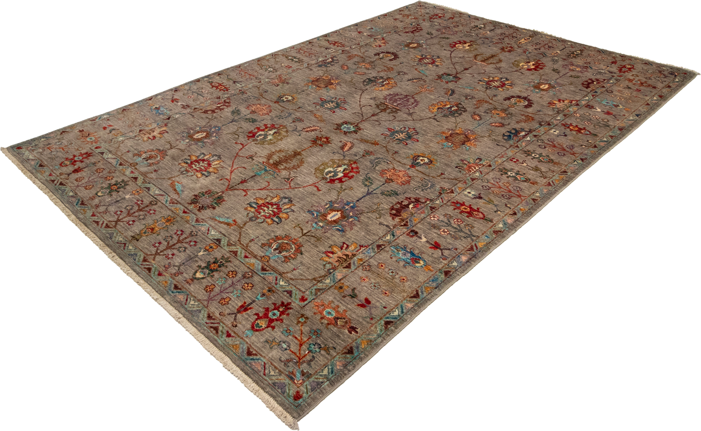W 6.2 L 9 Tabriz 100% Wool Hand-Woven All-Over Design - 66646
