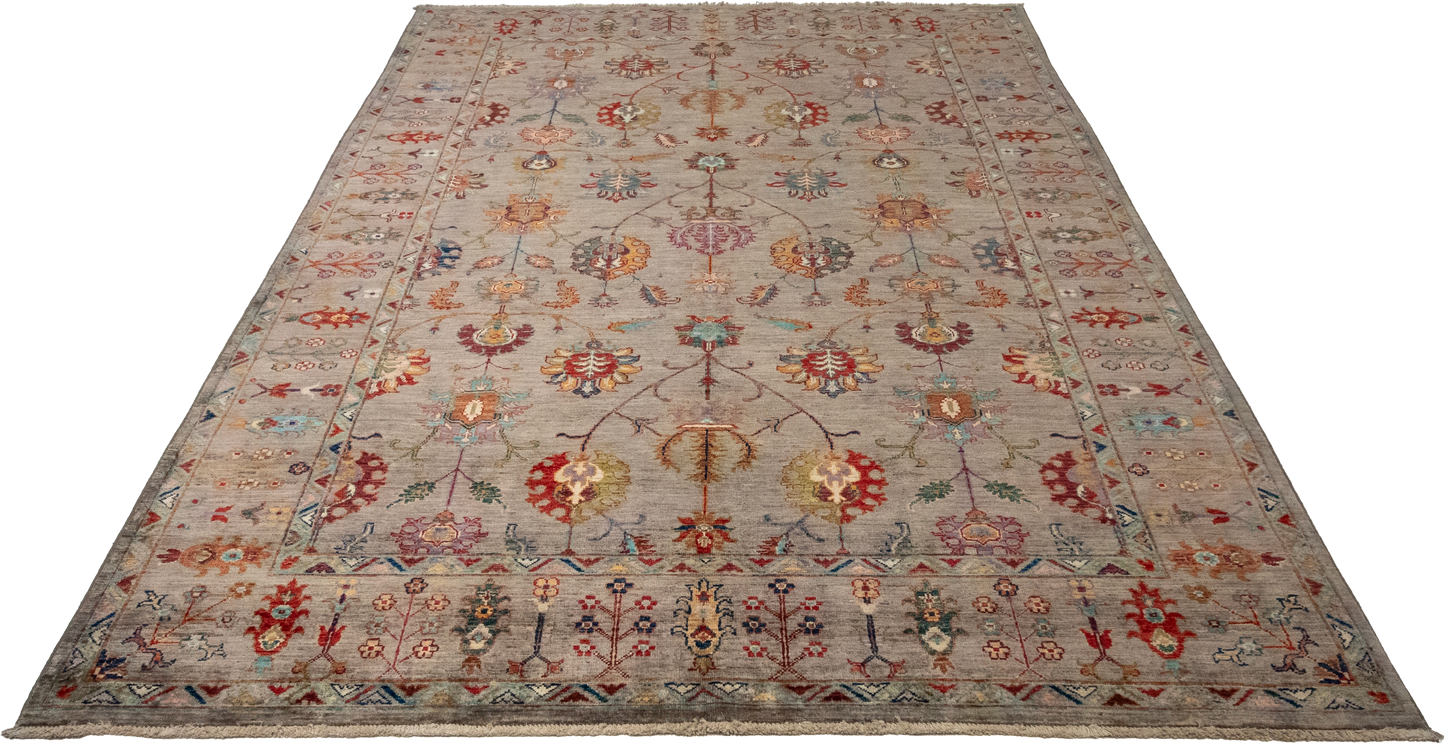 W 6.2 L 9 Tabriz 100% Wool Hand-Woven All-Over Design - 66646