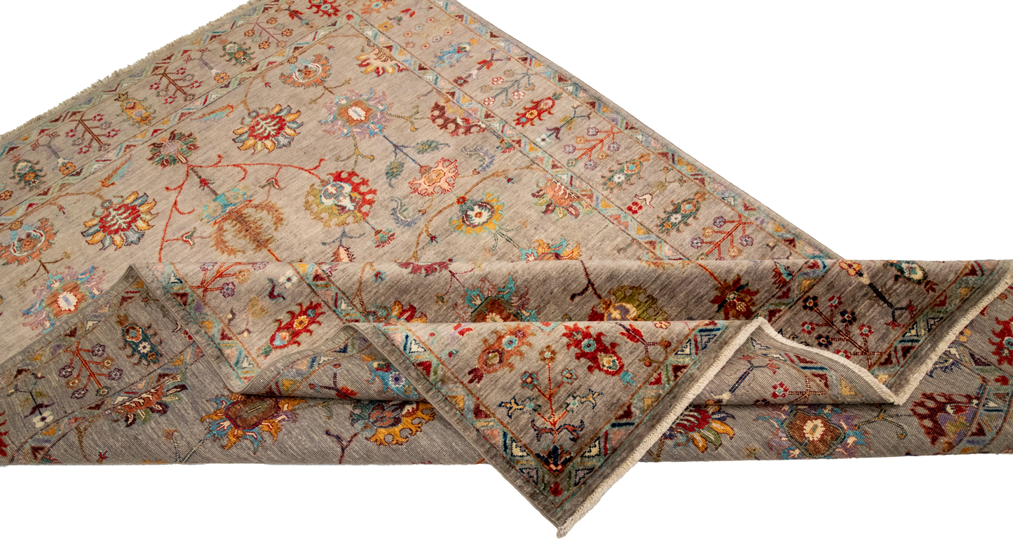 W 6.2 L 9 Tabriz 100% Wool Hand-Woven All-Over Design - 66646