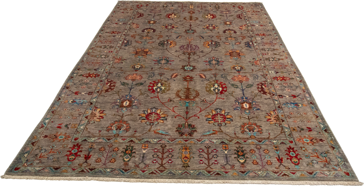 W 6.2 L 9 Tabriz 100% Wool Hand-Woven All-Over Design - 66646
