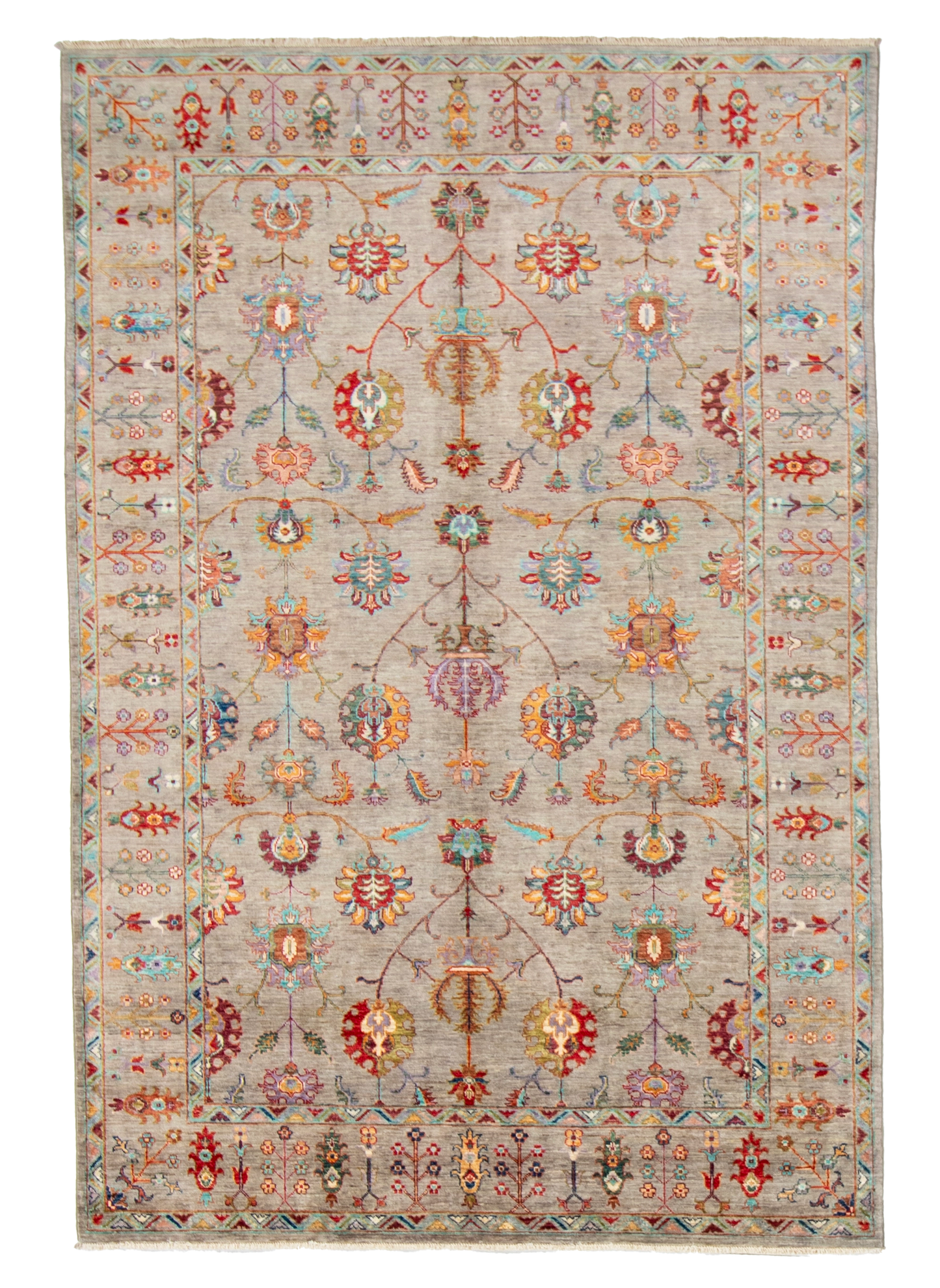 W 6.2 L 9 Tabriz 100% Wool Hand-Woven All-Over Design - 66646