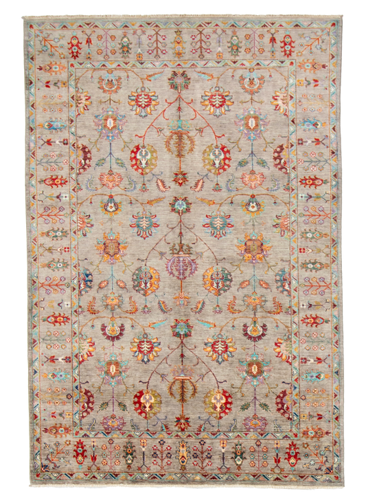 W 6.2 L 9 Tabriz 100% Wool Hand-Woven All-Over Design - 66646