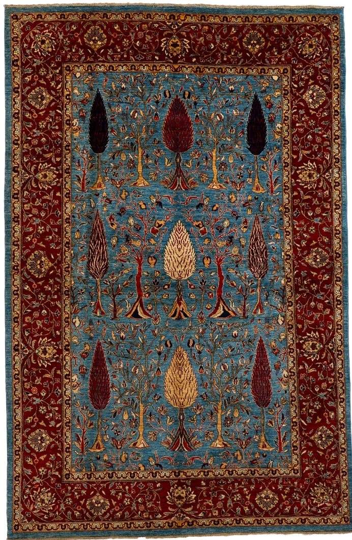 W 5.11 L 9.1 Tree Of Life 100% Wool Handmade All Over Design - 66650