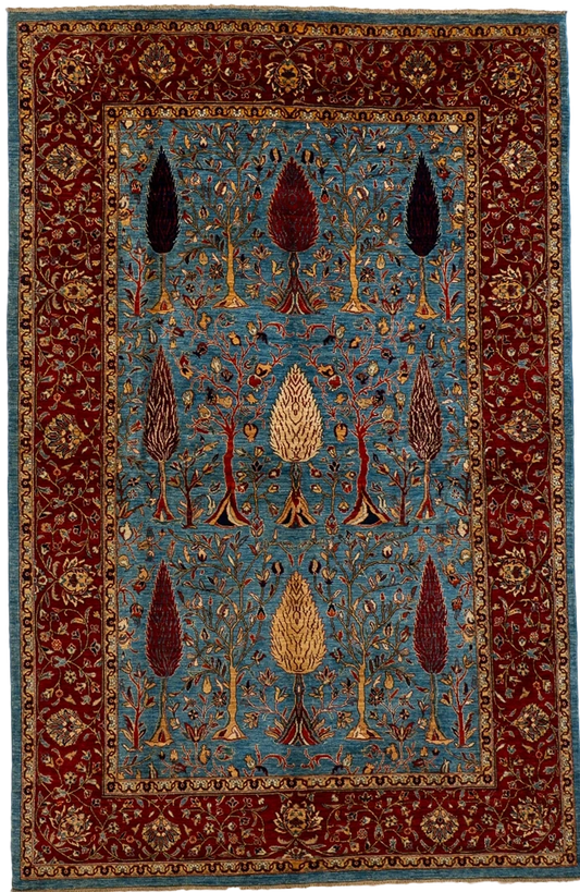 W 5.11 L 9.1 Tree Of Life 100% Wool Handmade All Over Design - 66650