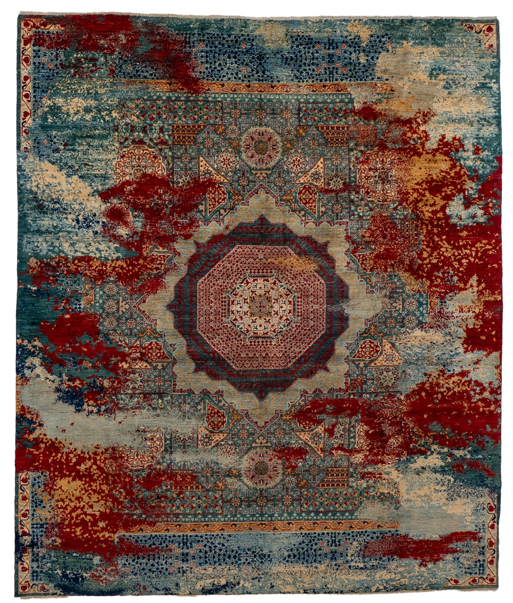 W 8.5 L 9.11 Serapie 100% Wool Hand-Woven All Over Design - 66652