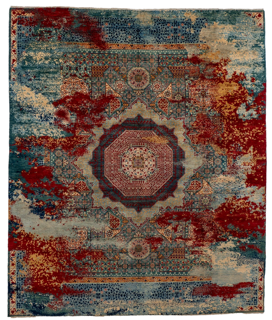 W 8.5 L 9.11 Serapie 100% Wool Hand-Woven All Over Design - 66652