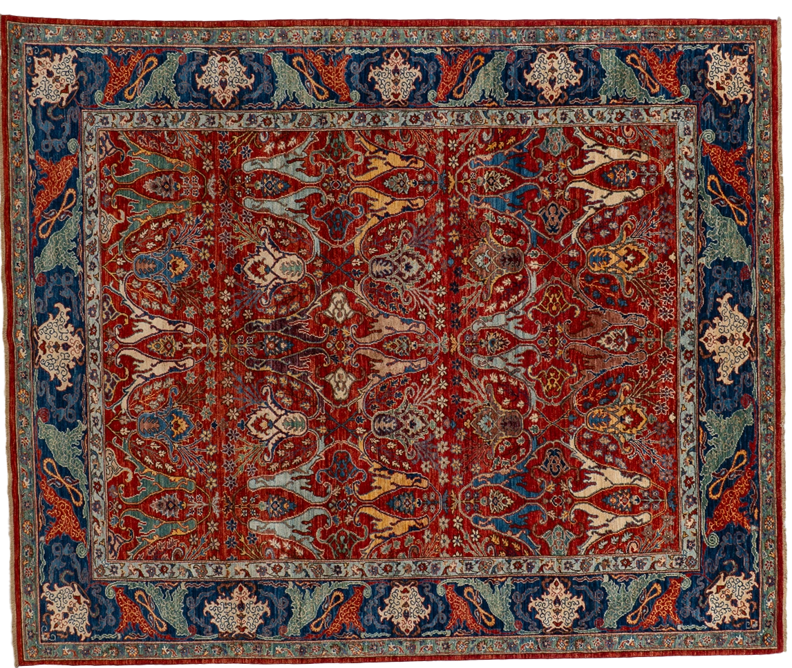 W 8.1 L 9.9 Bijar 100% Wool Hand-Woven All-Over Design - 66653