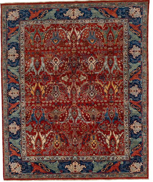 W 8.1 L 9.9 Bijar 100% Wool Hand-Woven All-Over Design - 66653