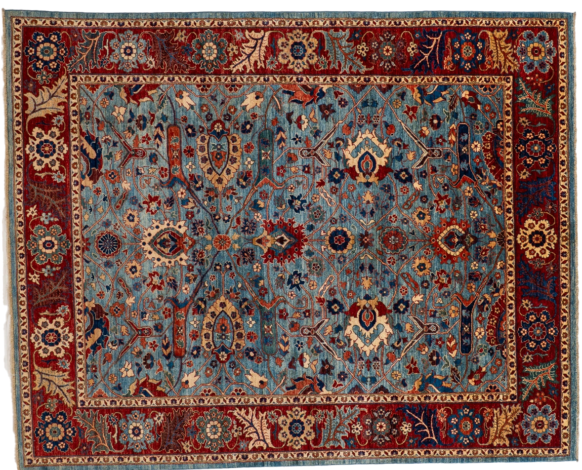 W 8.1 L 10 Bijar 100% Wool Hand-Woven All-Over Design - 66654
