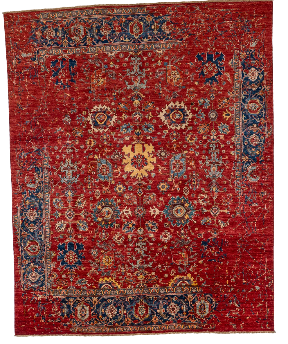 W 7.11 L 9.10 Mahal 100% Wool Hand-Woven All-Over Design - 66655