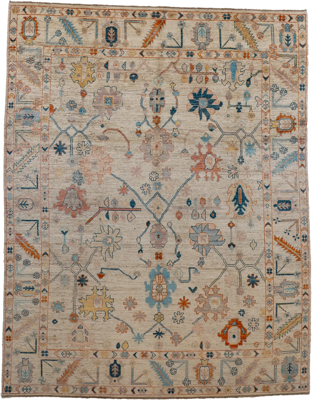 W 9.1 L 11.8 Sultan Abad 100% Wool Handmade All Over Design - 66656