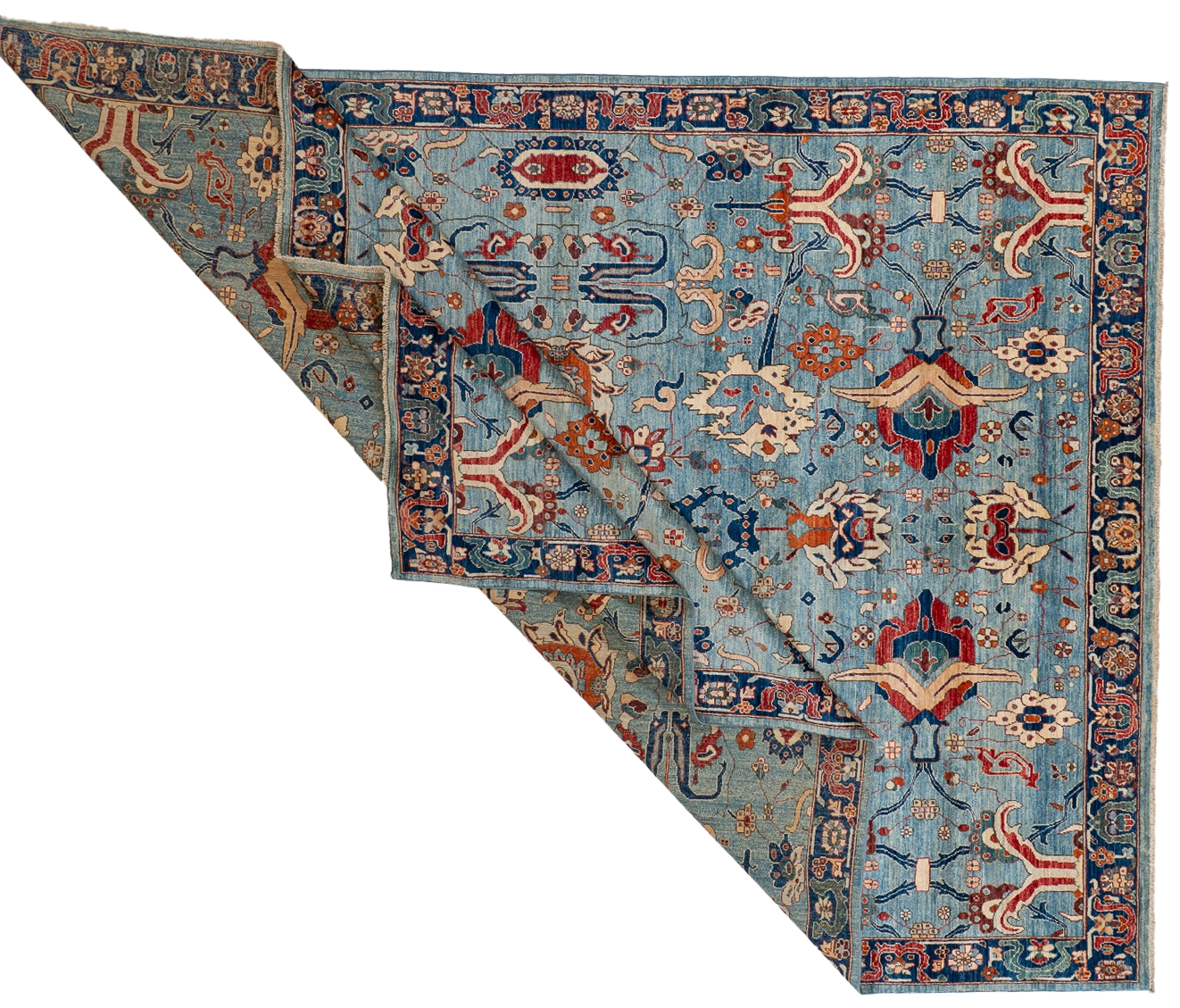 W 9 L 11.8 Malayer 100% Wool Handmade All Over Geometric Design - 66659