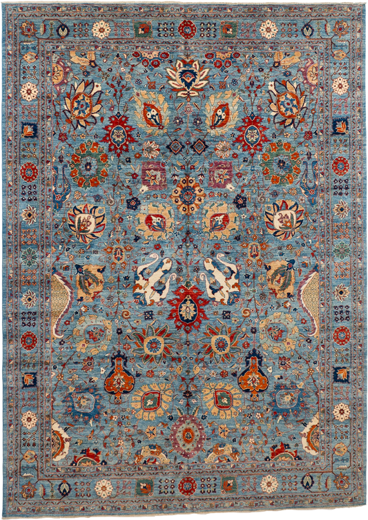 W 9.9 - L 13.18 - Sh Abbas Fine All Over Rectangle - Hand Woven Rug - 66661
