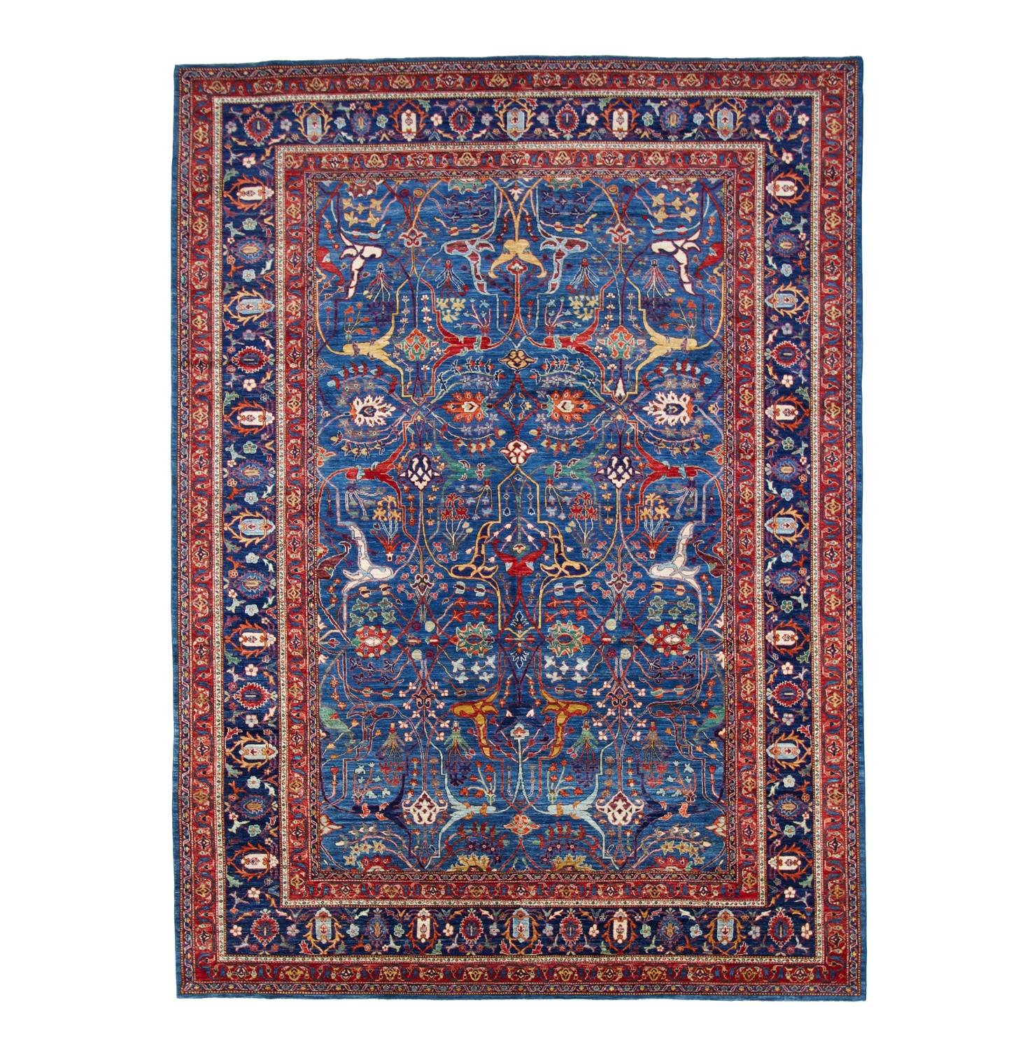 W 9.11 - L 13.6 - Traditional Wool Bijar Rectangle - Hand Woven Rug - 66662