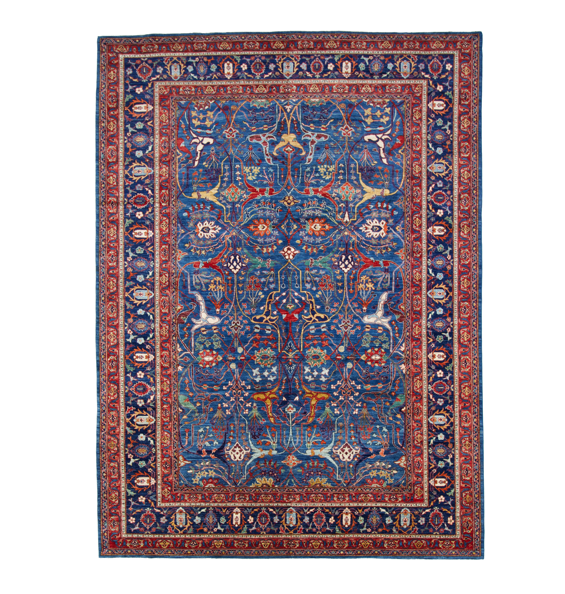 W 9.11 - L 13.6 - Traditional Wool Bijar Rectangle - Hand Woven Rug - 66662