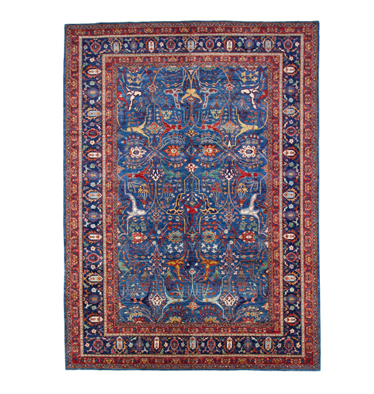 W 9.11 - L 13.6 - Traditional Wool Bijar Rectangle - Hand Woven Rug - 66662