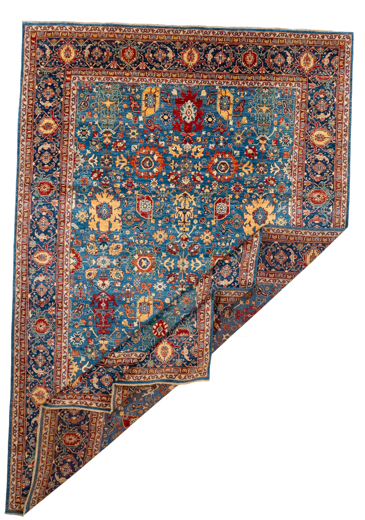 W 9.7 L 14.1 Mahal 100% Wool Hand-Woven All-Over Design - 66663