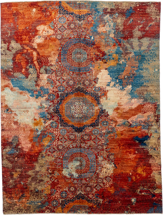 W 9.8 L 12.9 Heriz 100% Wool Hand-Woven All-Over Design - 66665