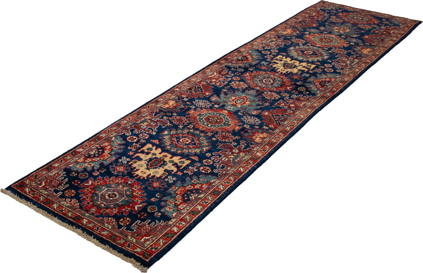 W 2.6 L 9.6 Karajeh Runner 100% Wool Hand-Woven All-Over Design - 66667