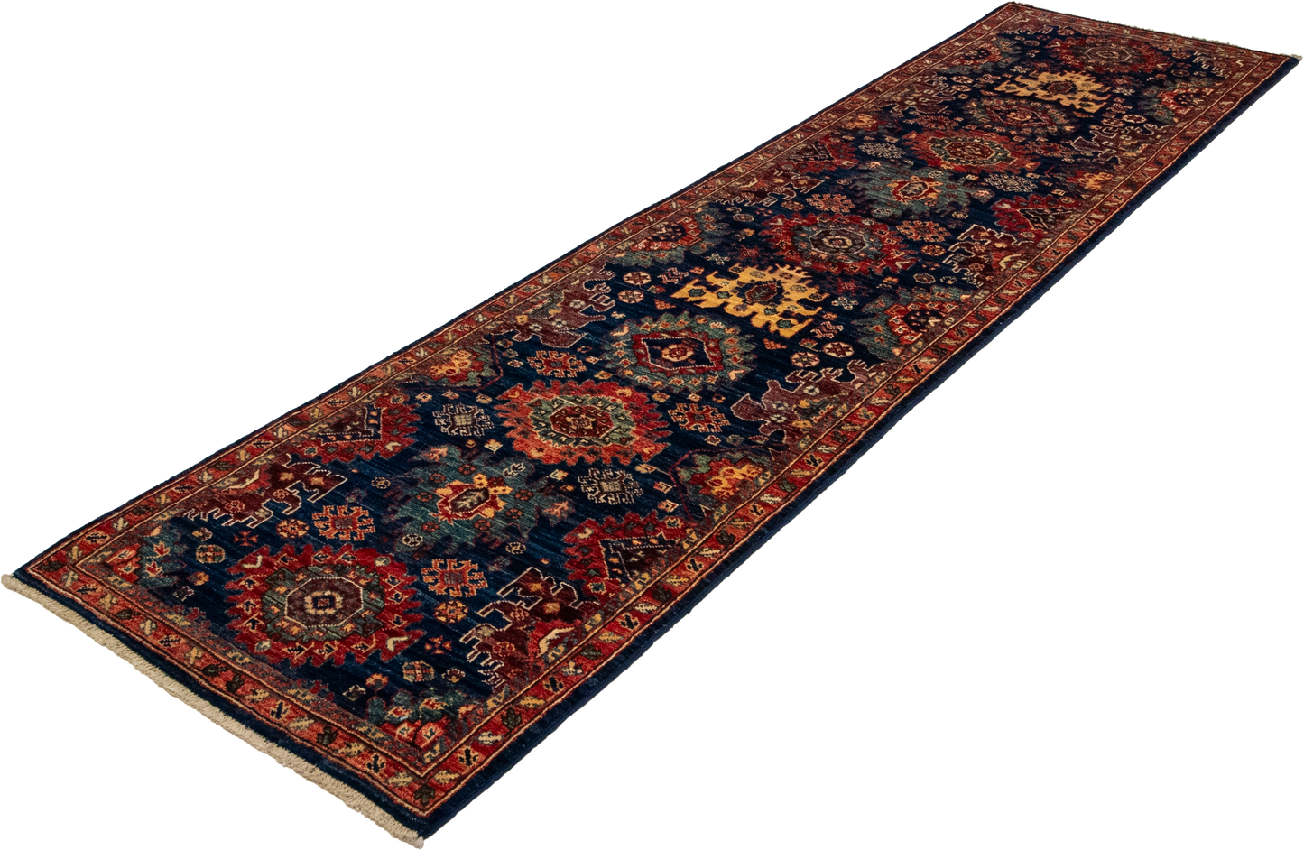 W 2.6 L 9.6 Karajeh Runner 100% Wool Hand-Woven All-Over Design - 66667