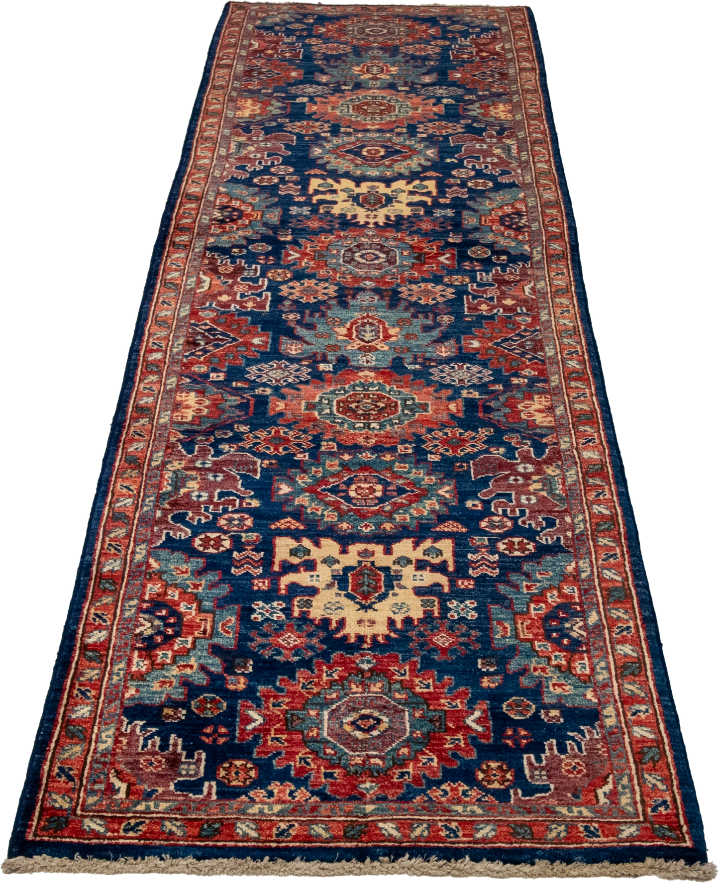 W 2.6 L 9.6 Karajeh Runner 100% Wool Hand-Woven All-Over Design - 66667