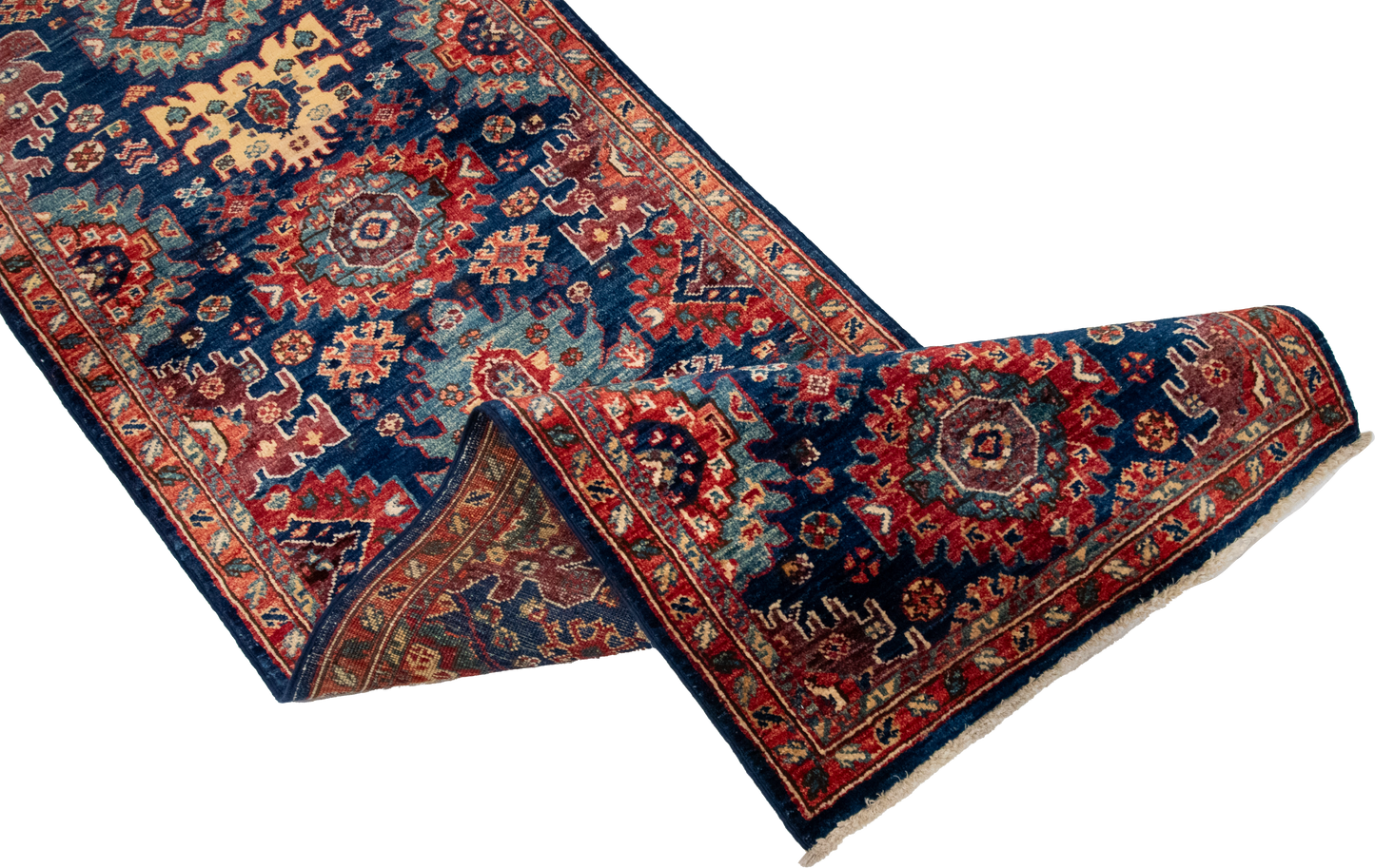W 2.6 L 9.6 Karajeh Runner 100% Wool Hand-Woven All-Over Design - 66667