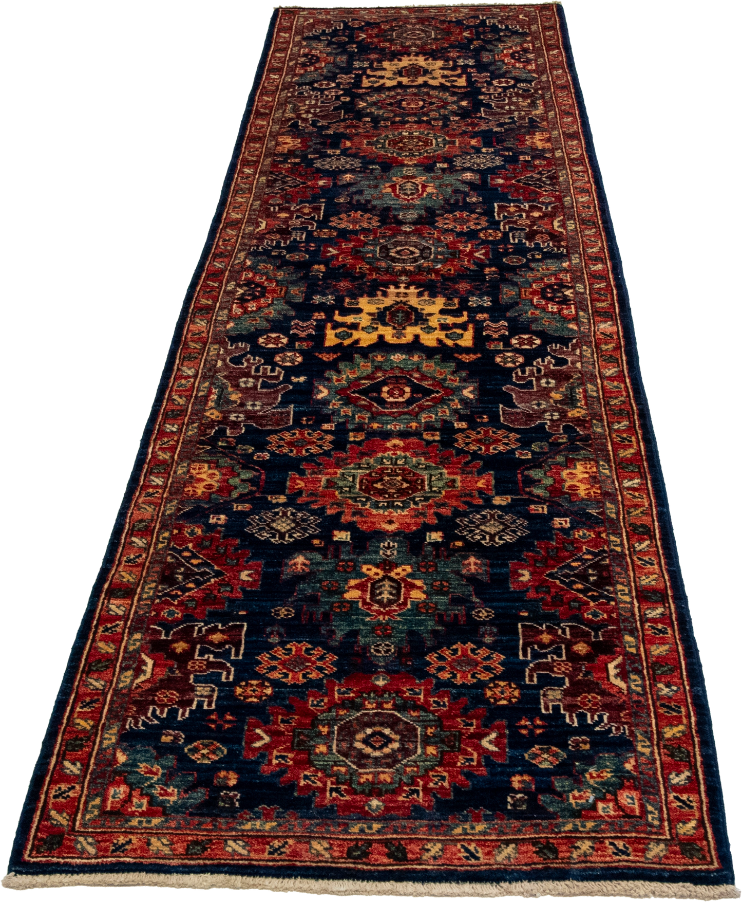 W 2.6 L 9.6 Karajeh Runner 100% Wool Hand-Woven All-Over Design - 66667