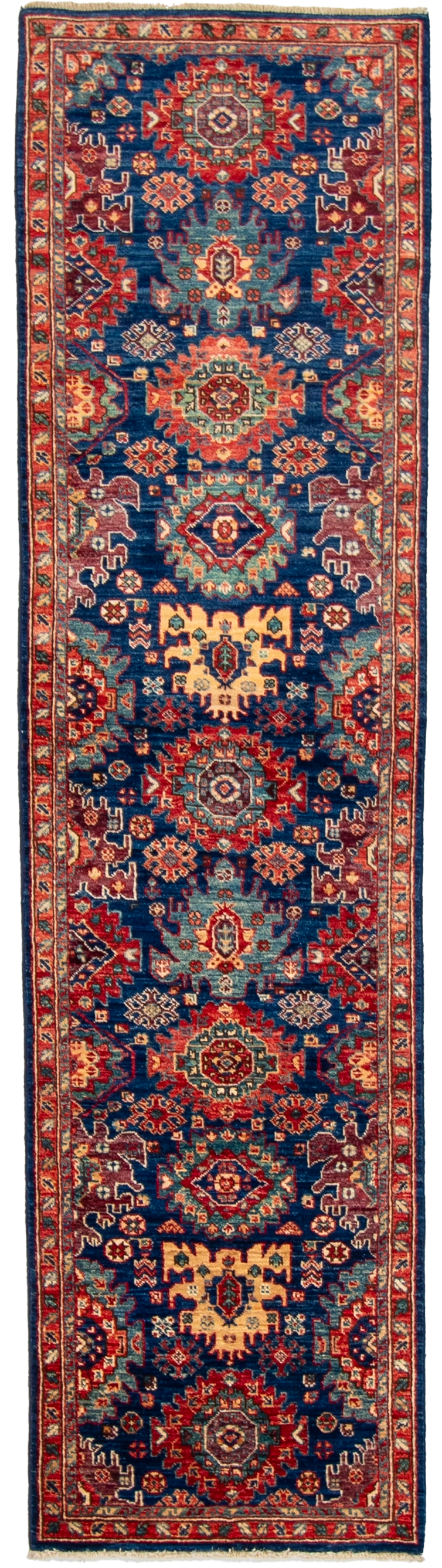 W 2.6 L 9.6 Karajeh Runner 100% Wool Hand-Woven All-Over Design - 66667