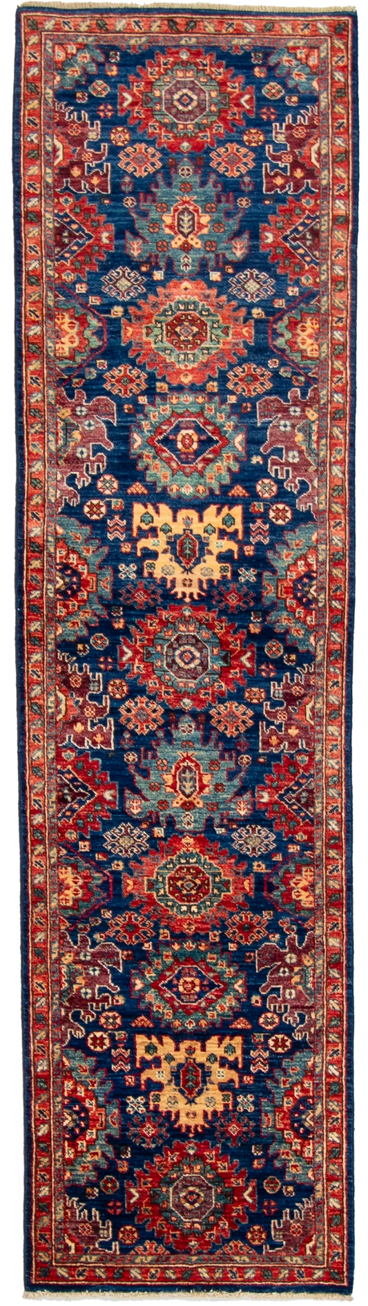 W 2.6 L 9.6 Karajeh Runner 100% Wool Hand-Woven All-Over Design - 66667